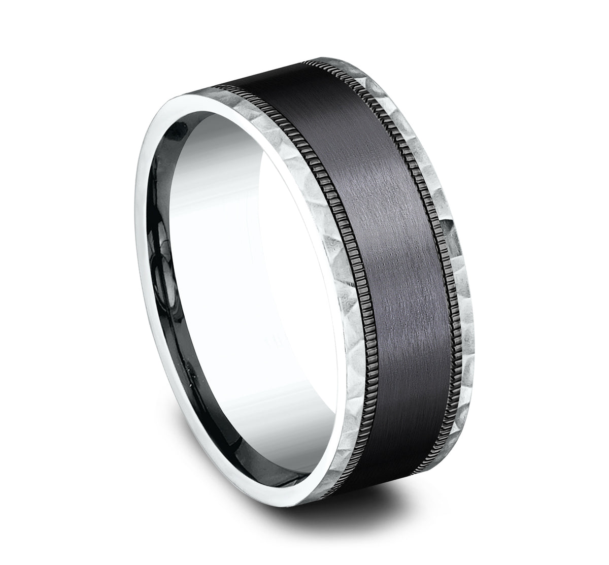 THE DENVER 9mm 14K White/Black Titanium Benchmark men's wedding band