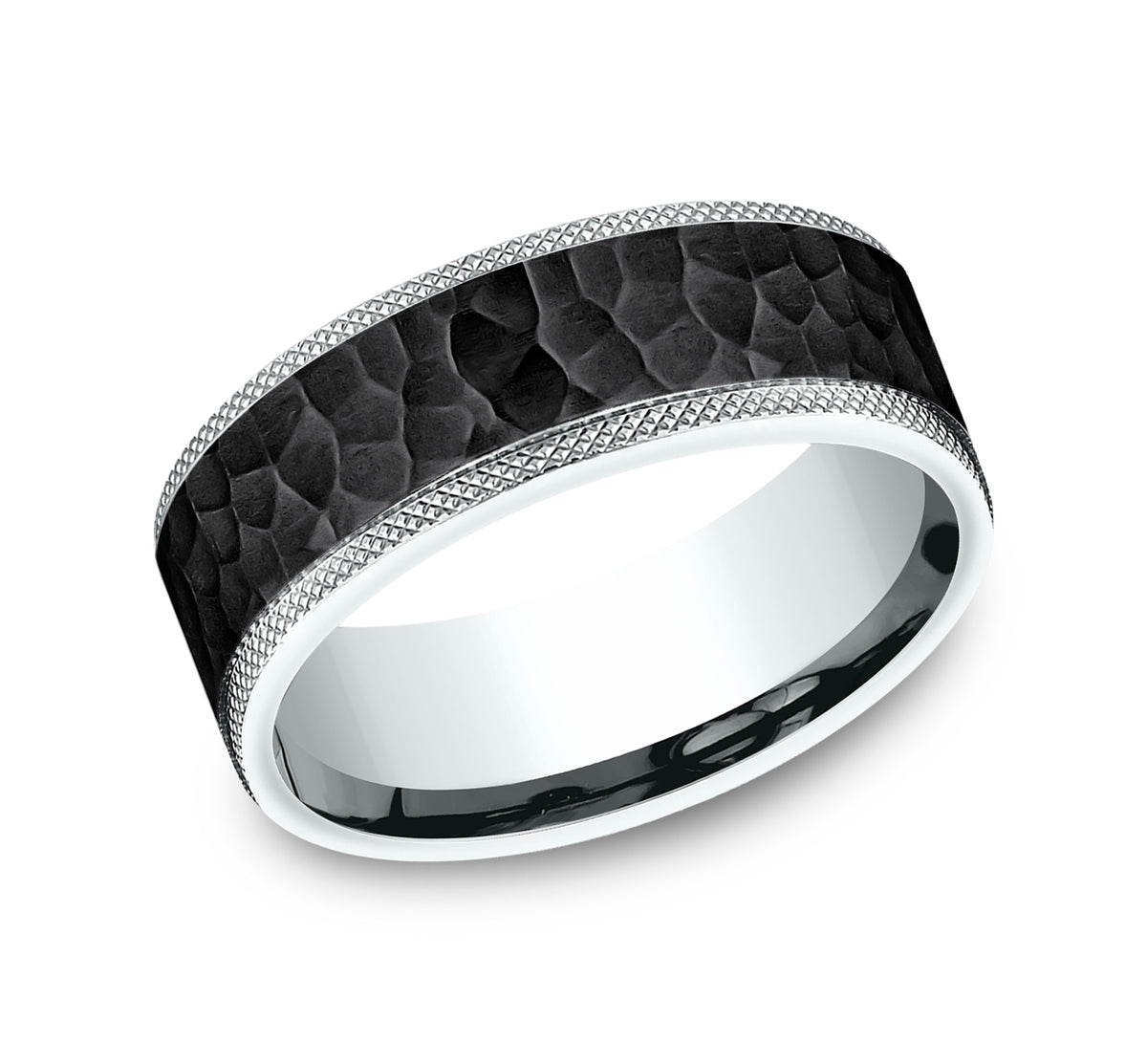 THE GRIFFIN 8mm 14K White/Black Titanium Benchmark men's wedding band
