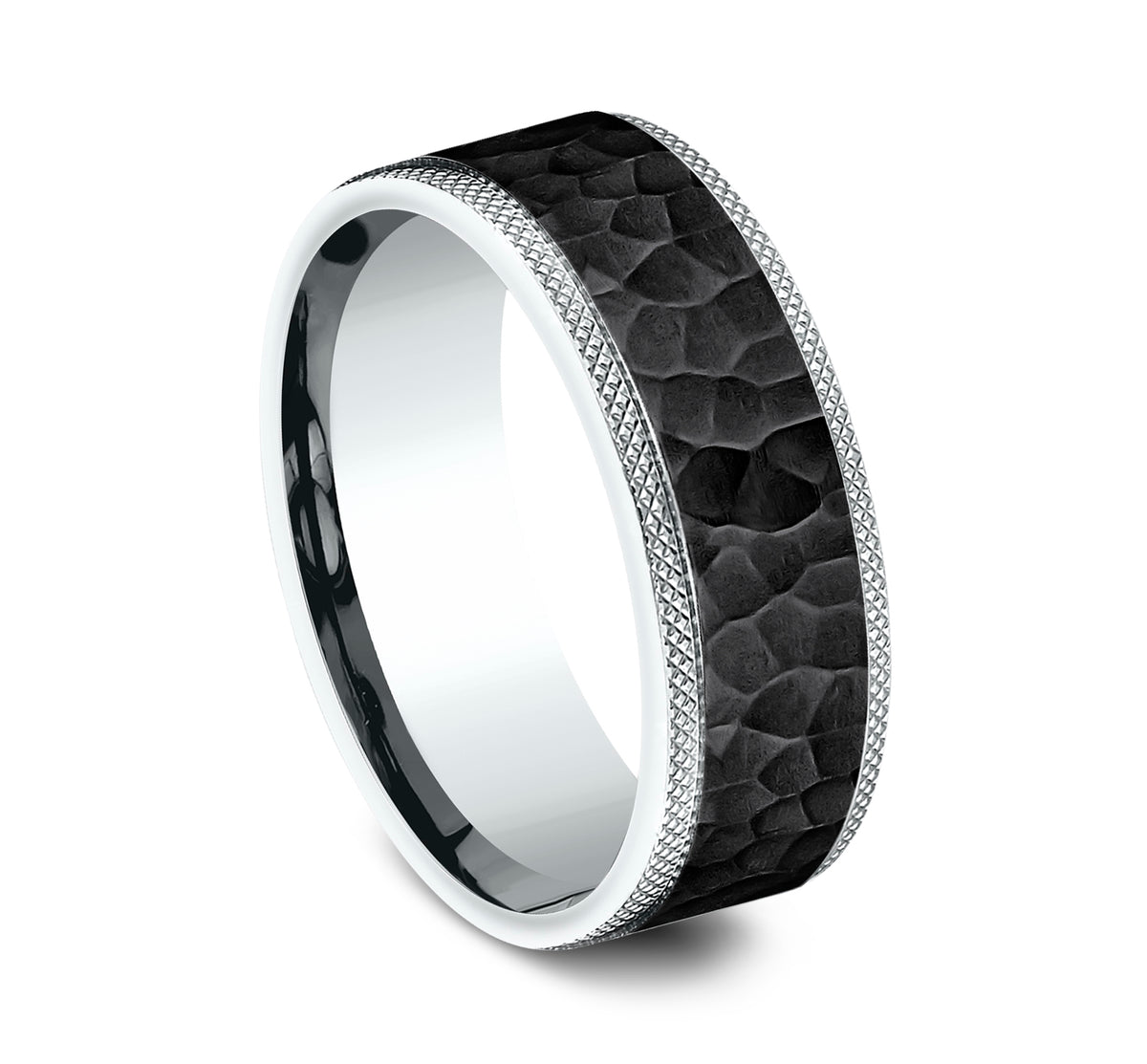 THE GRIFFIN 8mm 14K White/Black Titanium Benchmark men's wedding band
