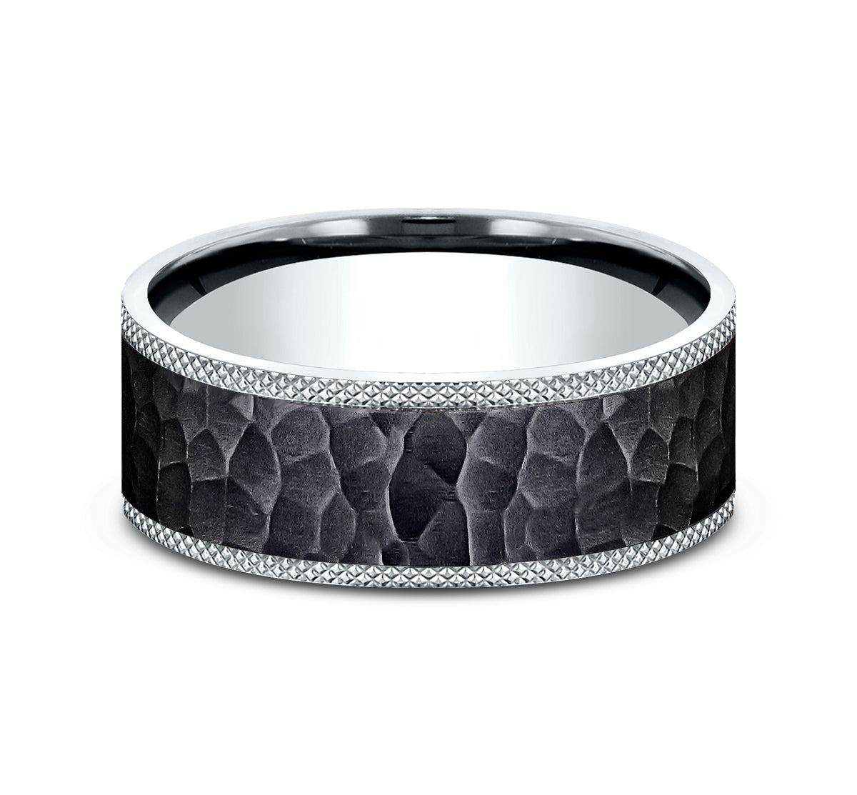 THE GRIFFIN 8mm 14K White/Black Titanium Benchmark men's wedding band