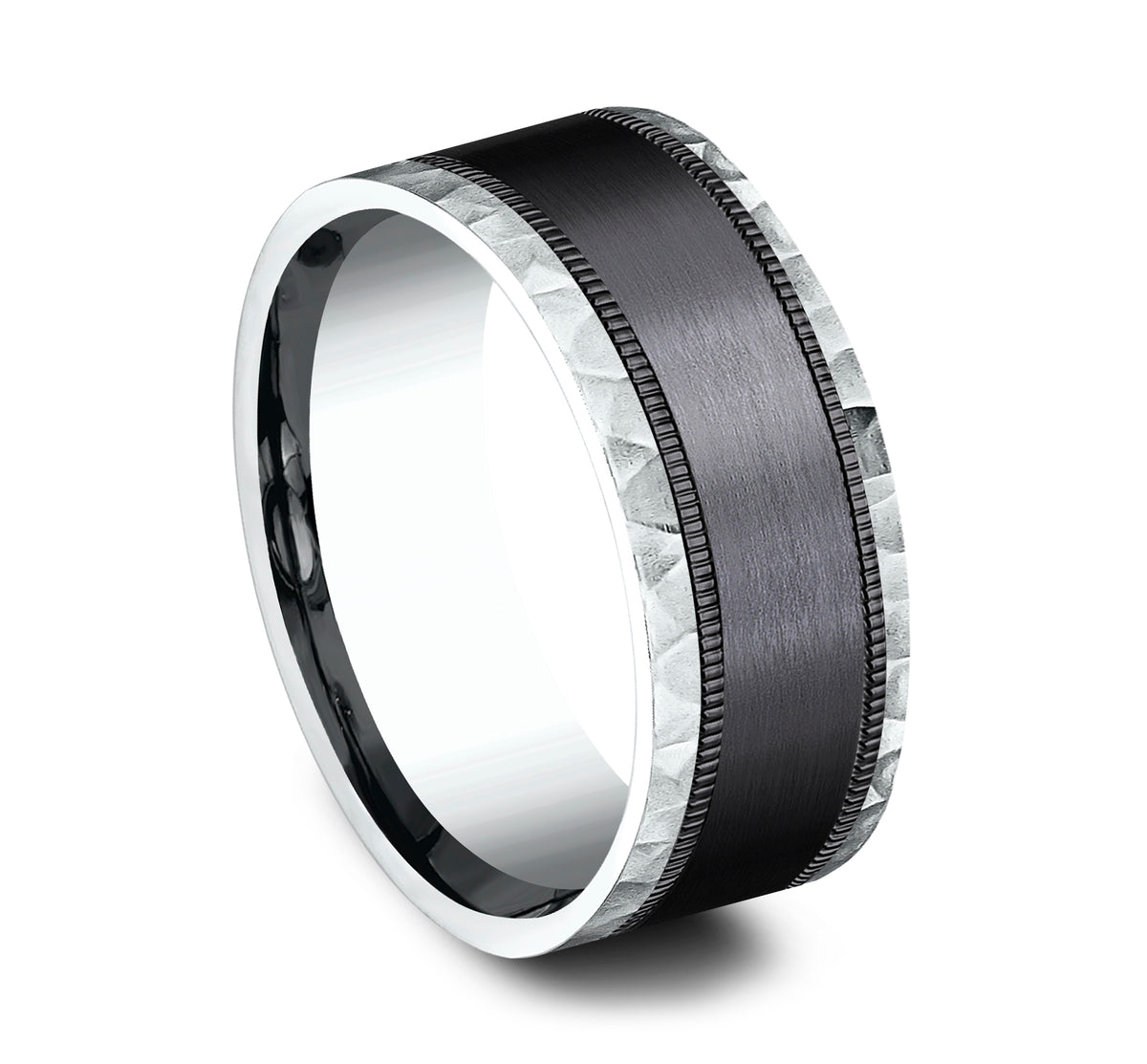THE DENVER 9mm 14K White/Black Titanium Benchmark men's wedding band