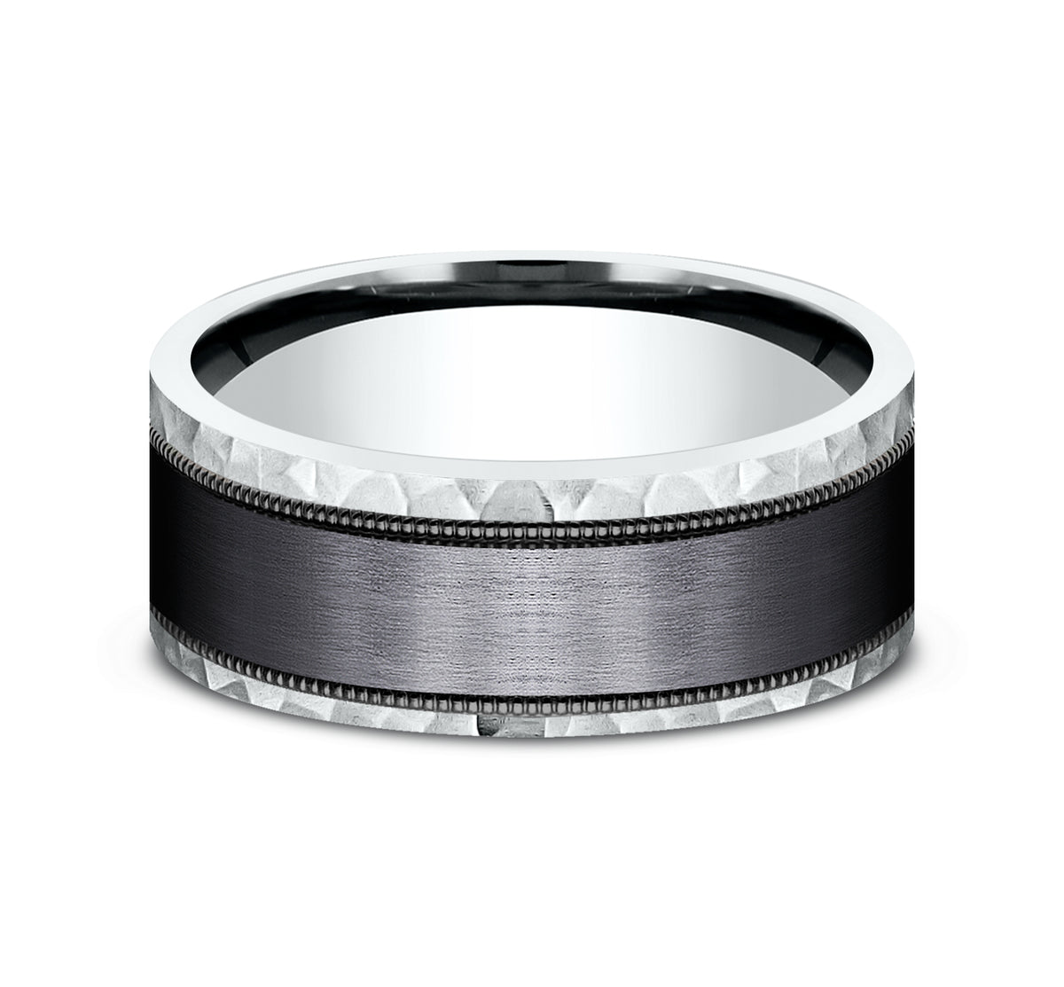 THE DENVER 9mm 14K White/Black Titanium Benchmark men's wedding band
