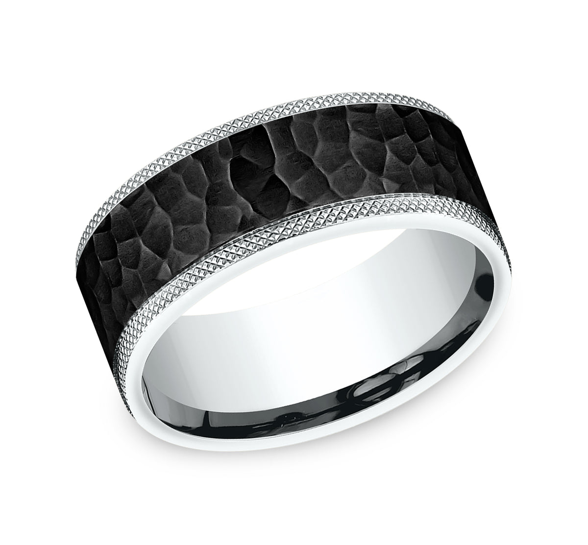 THE GRIFFIN 8mm 14K White/Black Titanium Benchmark men's wedding band