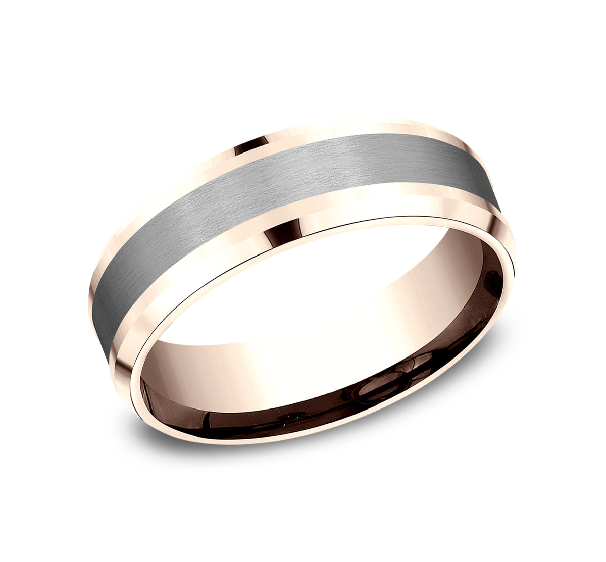 THE DUKE 7mm 14K Rose/Tantalum Grey Benchmark men's wedding band