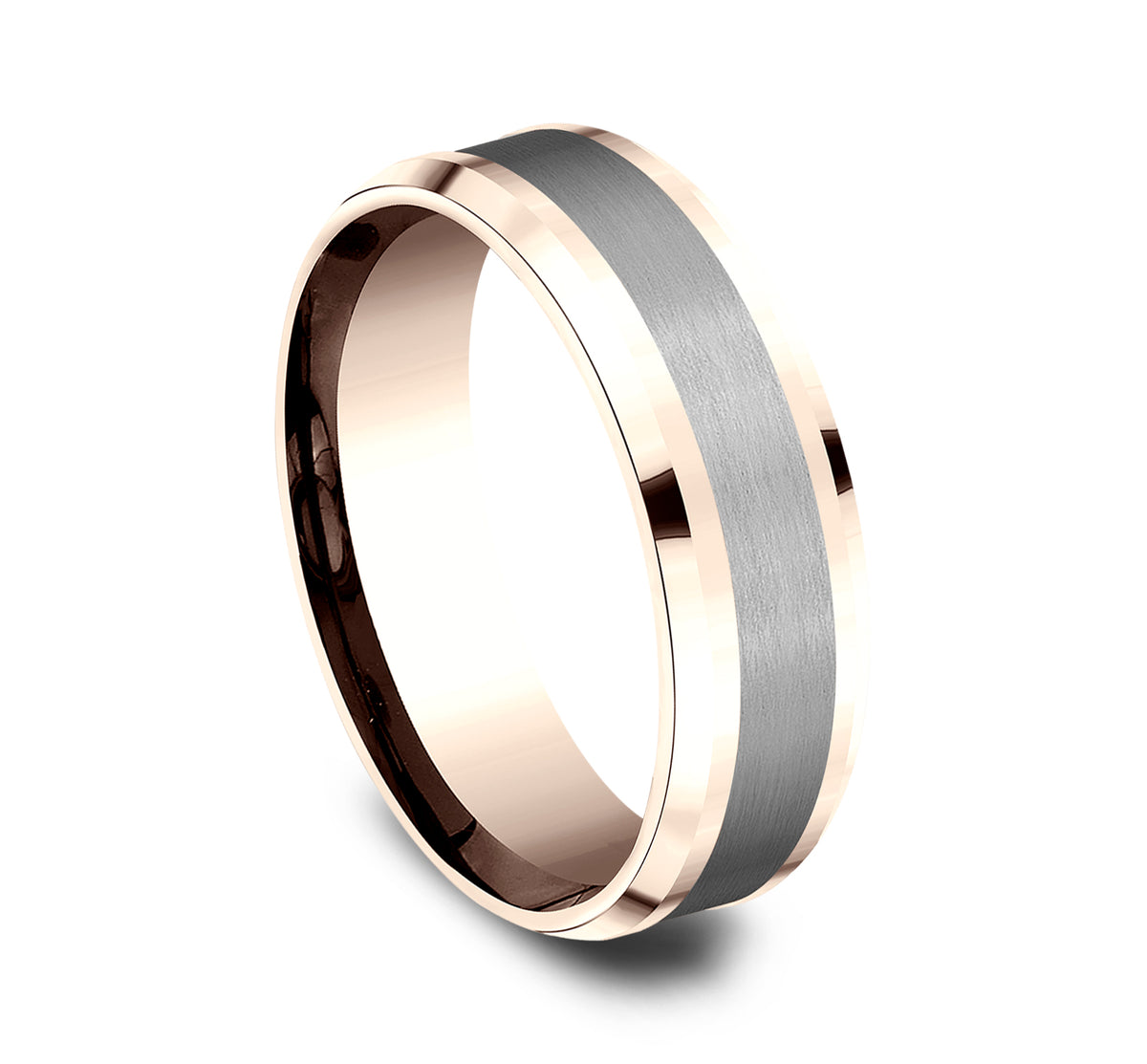 THE DUKE 7mm 14K Rose/Tantalum Grey Benchmark men's wedding band