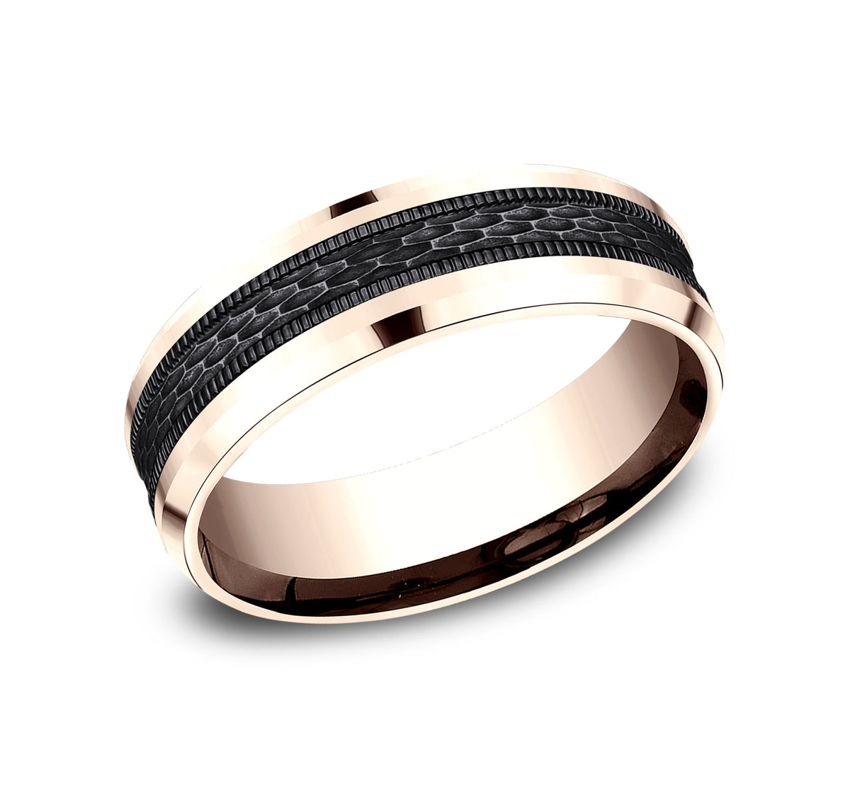THE ATHLETE 8mm 14K Rose/Black Titanium Benchmark men's wedding band