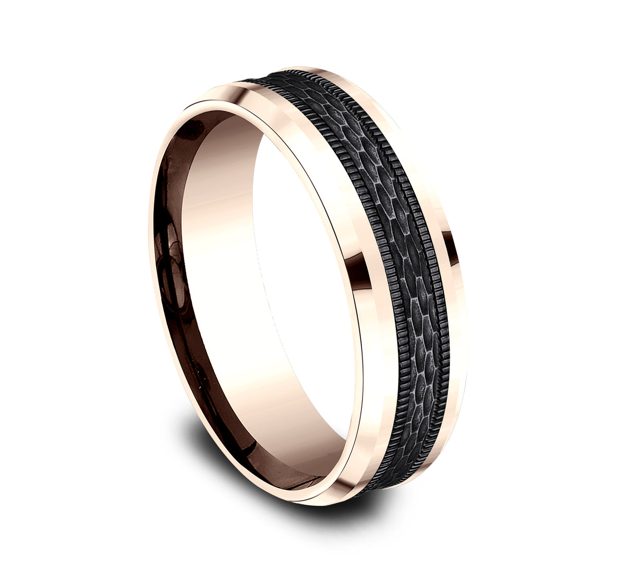 THE ATHLETE 8mm 14K Rose/Black Titanium Benchmark men's wedding band