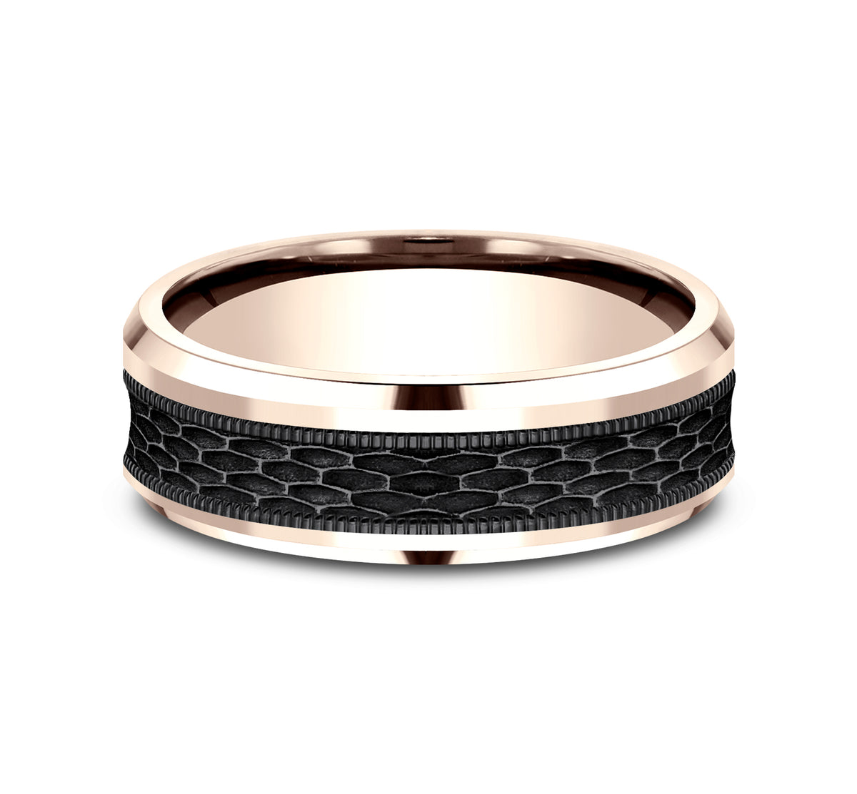 THE ATHLETE 8mm 14K Rose/Black Titanium Benchmark men's wedding band