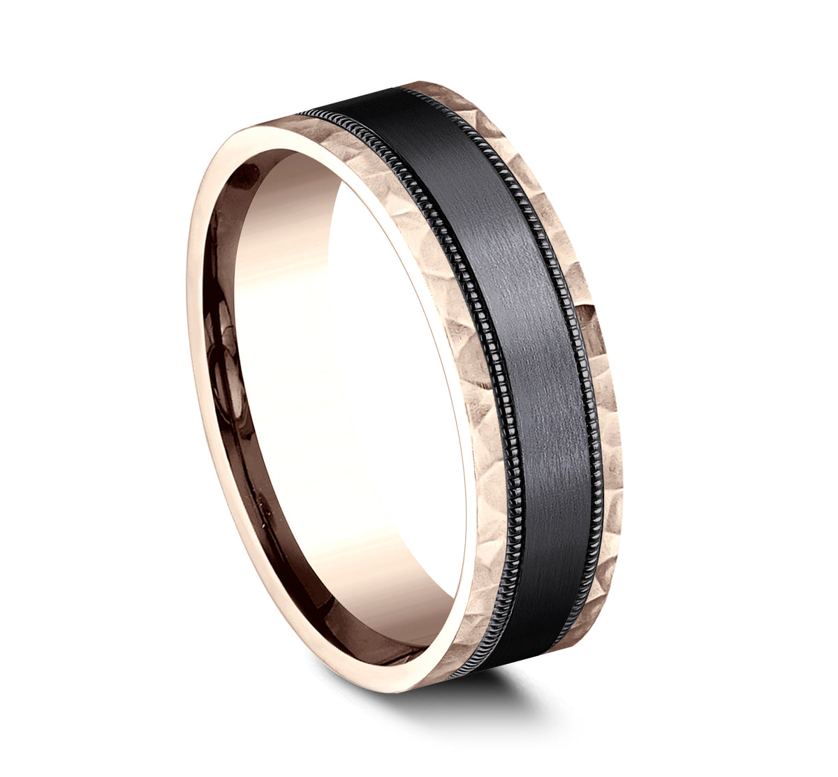THE DENVER 8mm 14K Rose/Black Titanium Benchmark men's wedding band