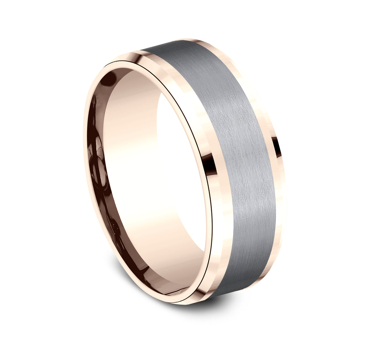 THE DUKE 7mm 14K Rose/Tantalum Grey Benchmark men's wedding band