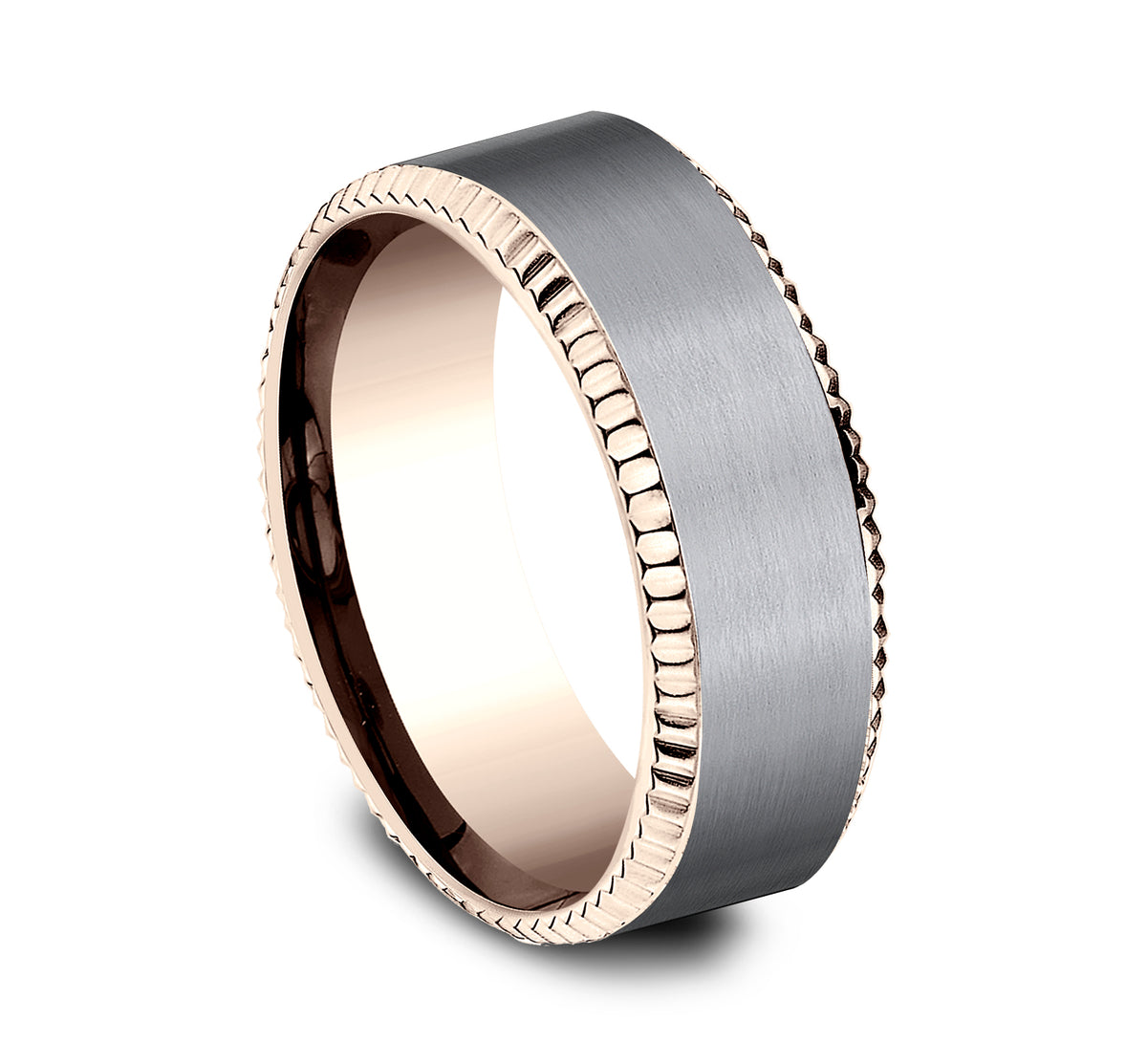 THE GENERAL 8mm 14K Rose/Tantalum Grey Benchmark men's wedding band