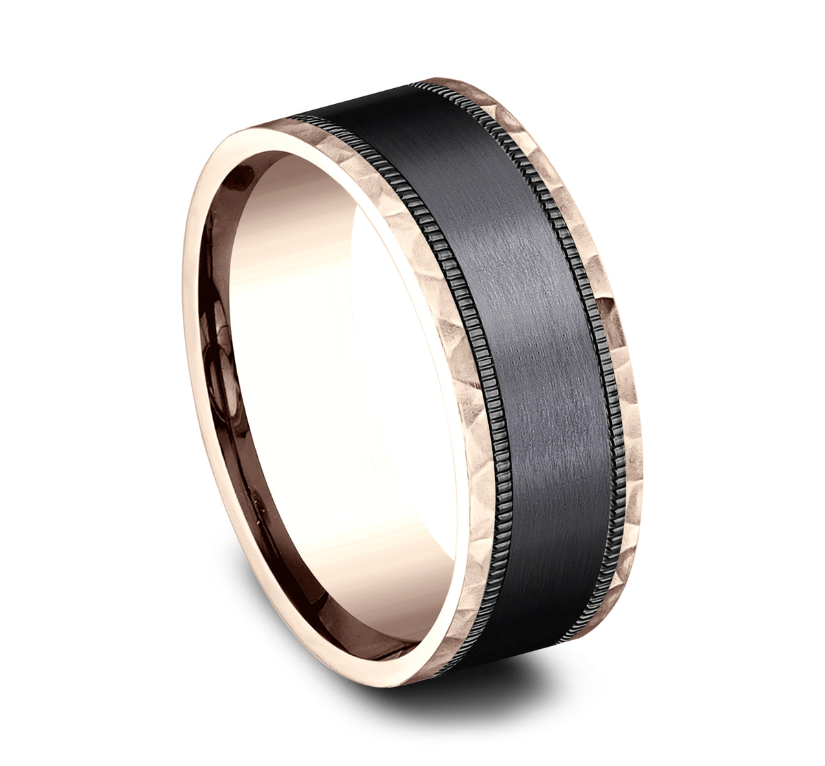THE DENVER 8mm 14K Rose/Black Titanium Benchmark men's wedding band