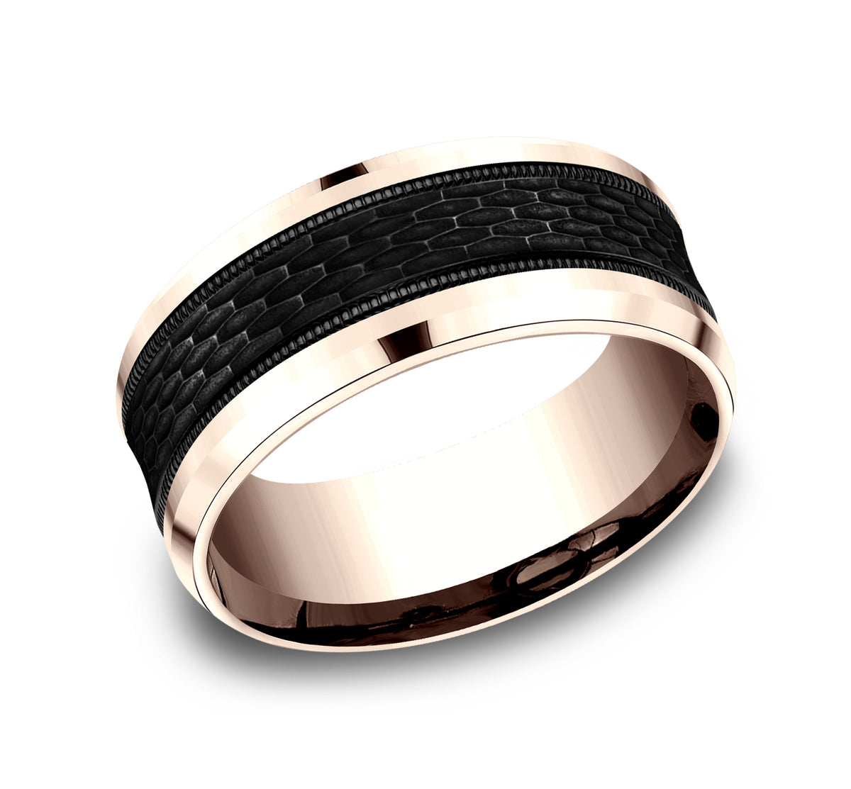 THE ATHLETE 8mm 14K Rose/Black Titanium Benchmark men's wedding band