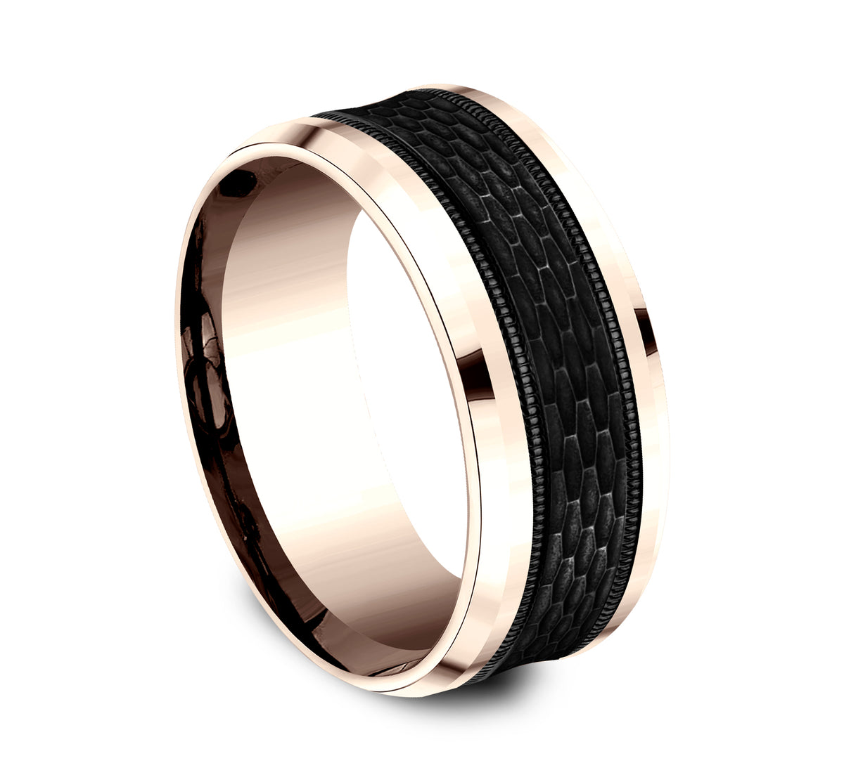 THE ATHLETE 8mm 14K Rose/Black Titanium Benchmark men's wedding band