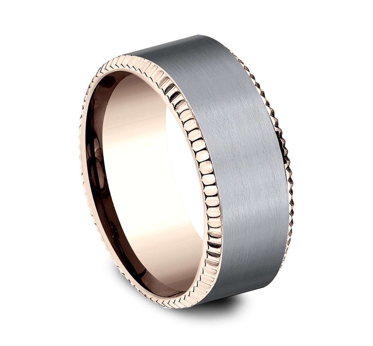 THE GENERAL 8mm 14K Rose/Tantalum Grey Benchmark men's wedding band