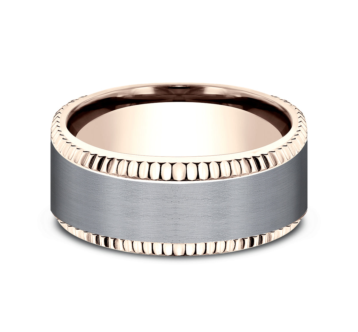THE GENERAL 8mm 14K Rose/Tantalum Grey Benchmark men's wedding band