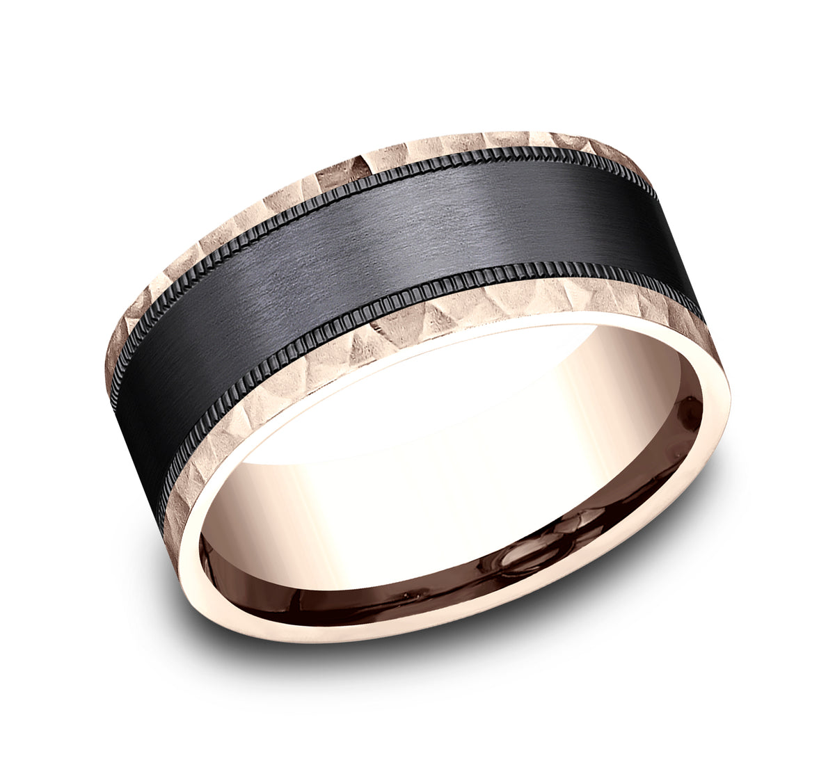 THE DENVER 8mm 14K Rose/Black Titanium Benchmark men's wedding band