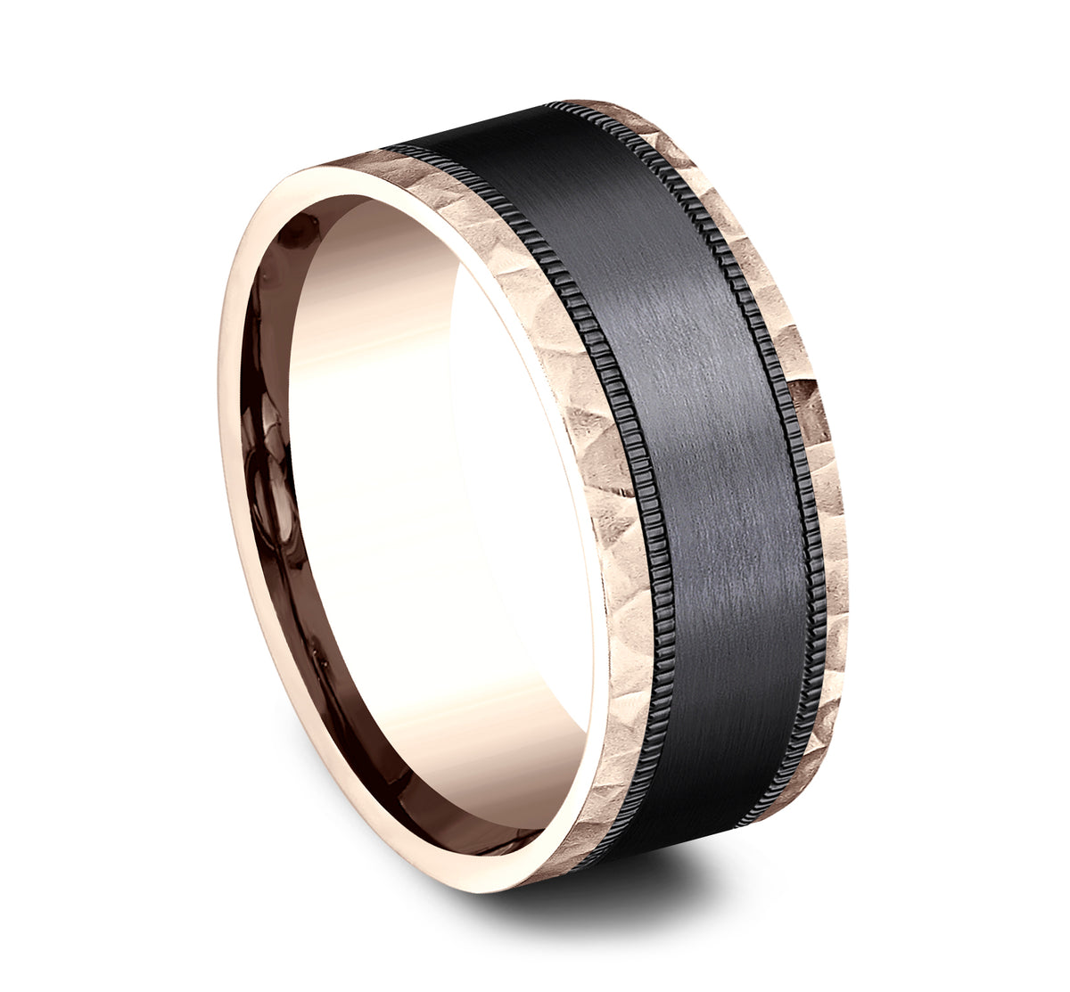 THE DENVER 8mm 14K Rose/Black Titanium Benchmark men's wedding band