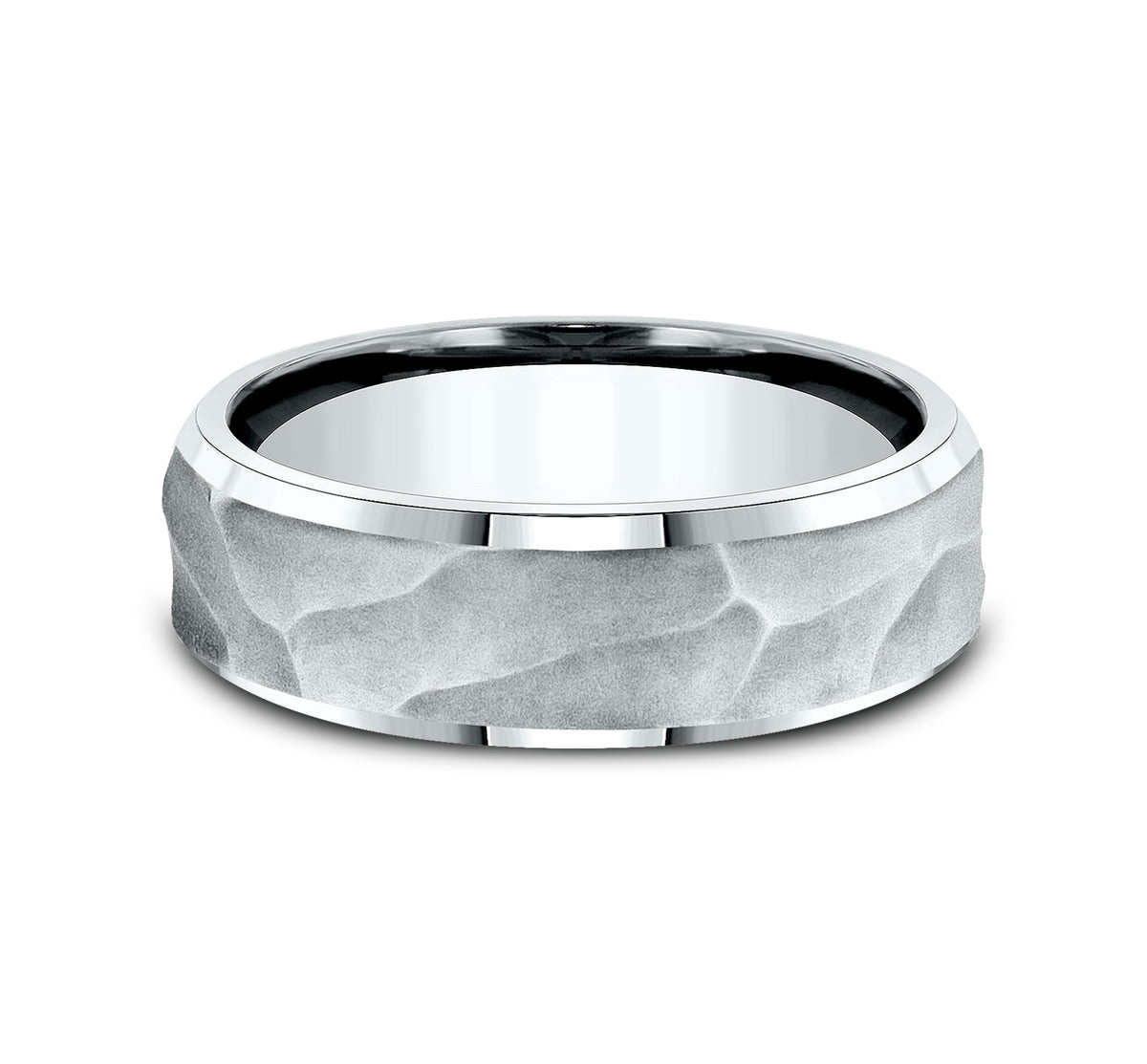 THE PHARAOH 7mm 14K White Benchmark men's wedding band