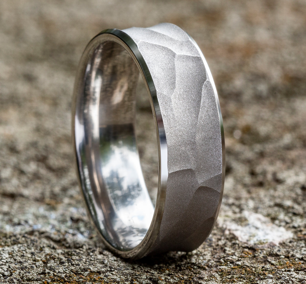 THE PHARAOH 7mm 14K White Benchmark men's wedding band
