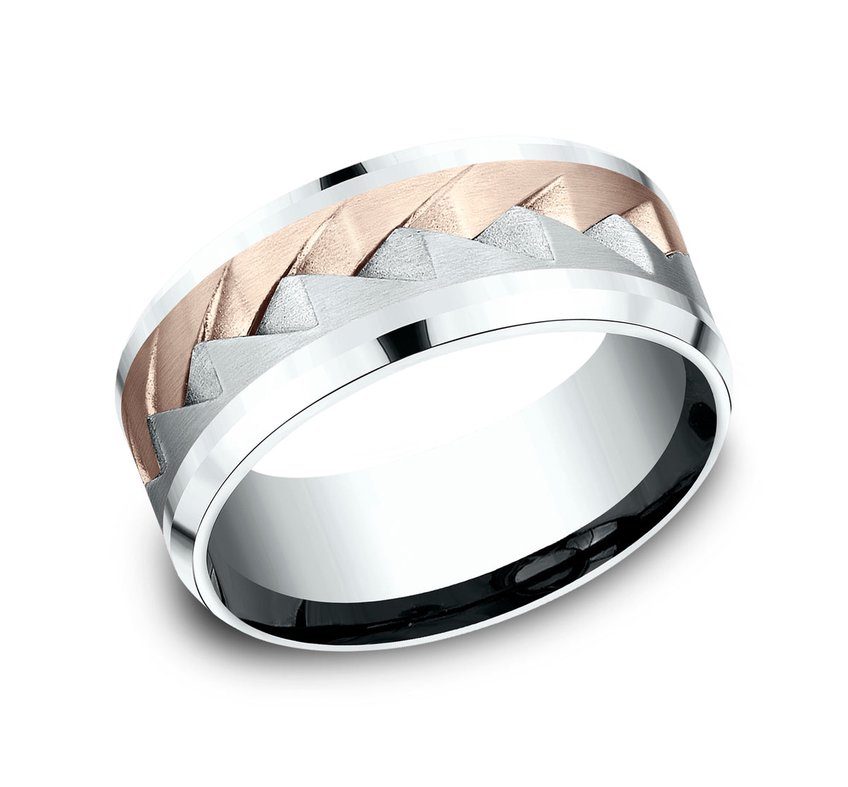 THE RANGE 9mm 14K White/Rose Benchmark men's wedding band
