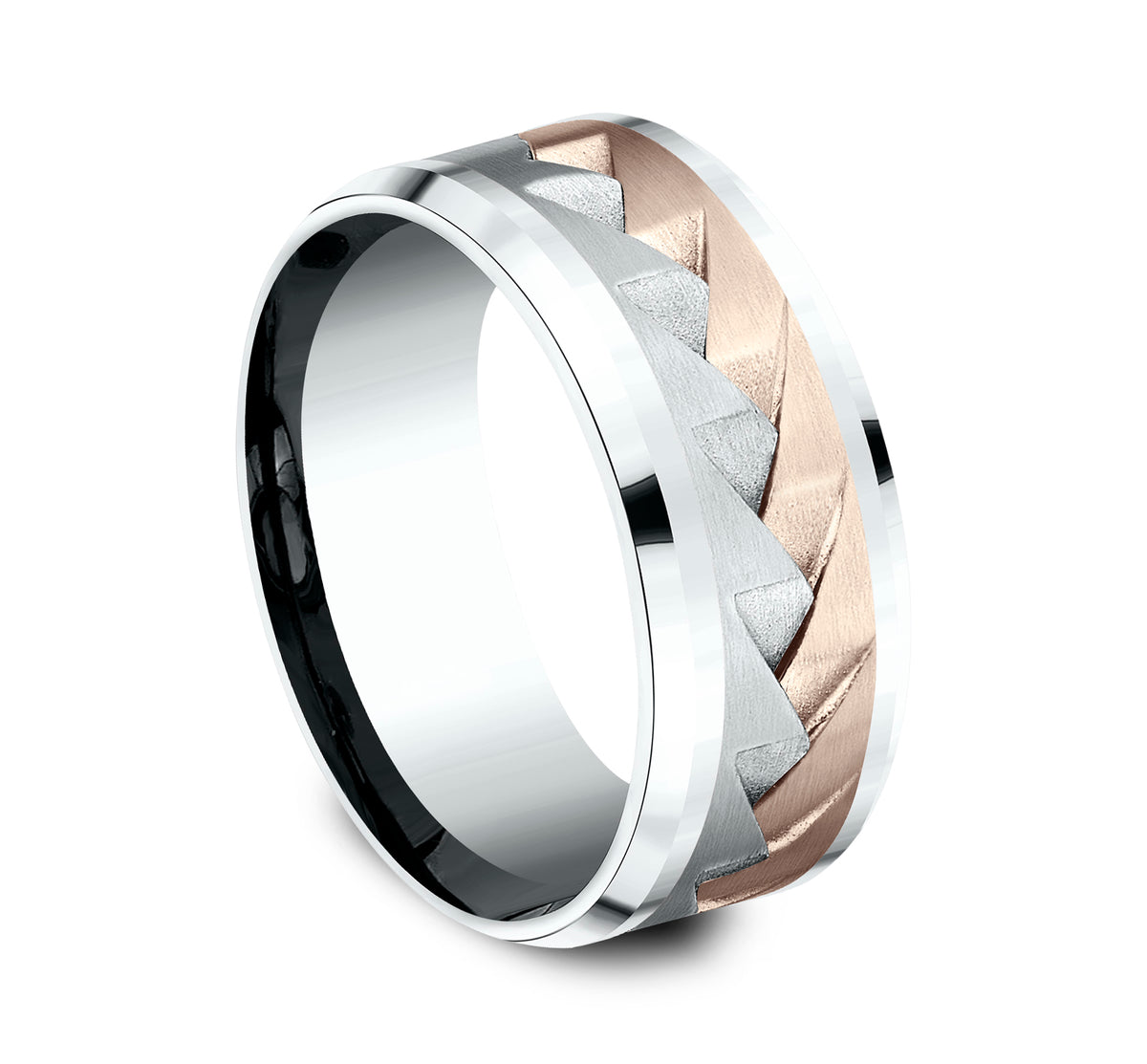 THE RANGE 9mm 14K White/Rose Benchmark men's wedding band