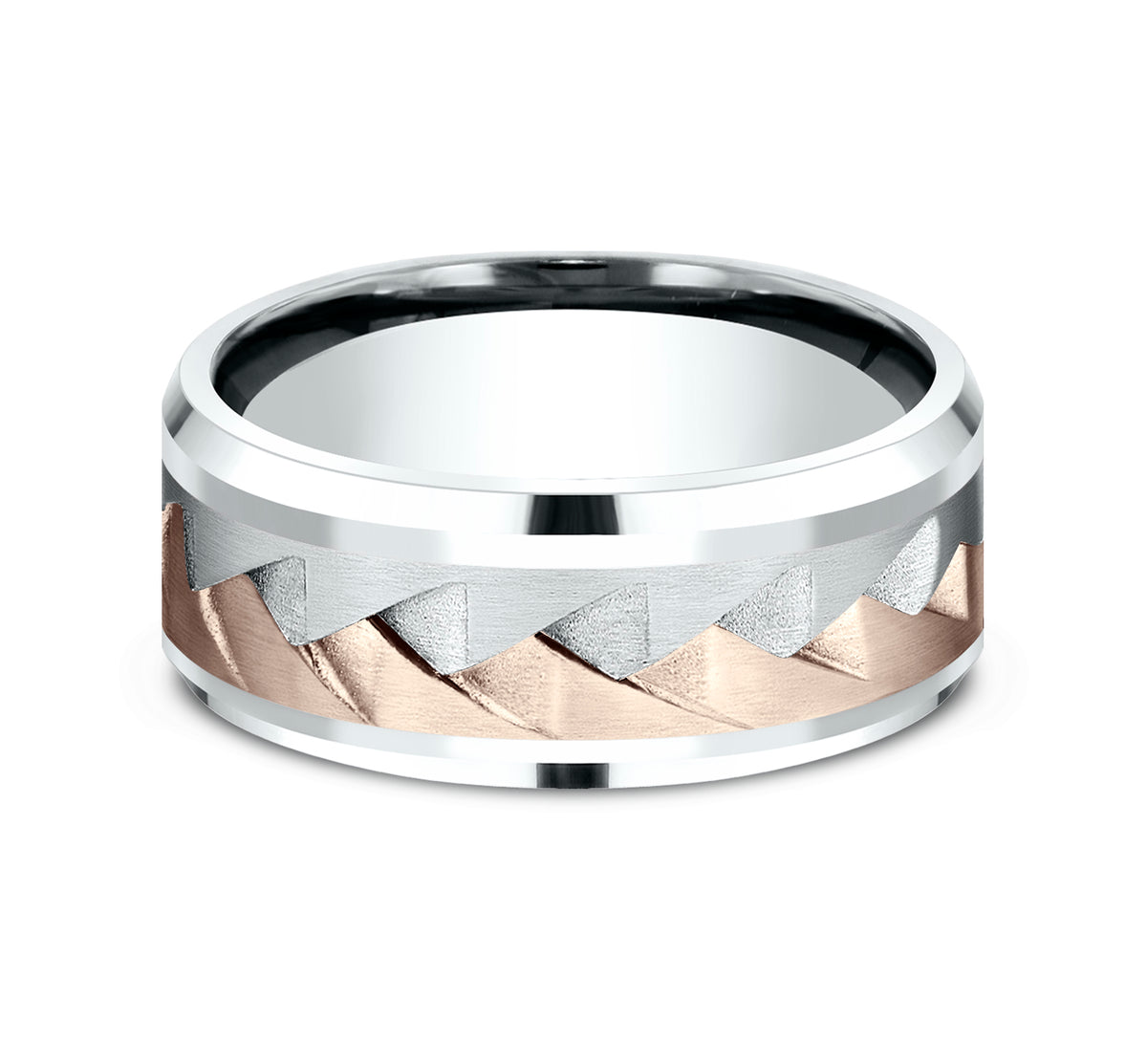 THE RANGE 9mm 14K White/Rose Benchmark men's wedding band