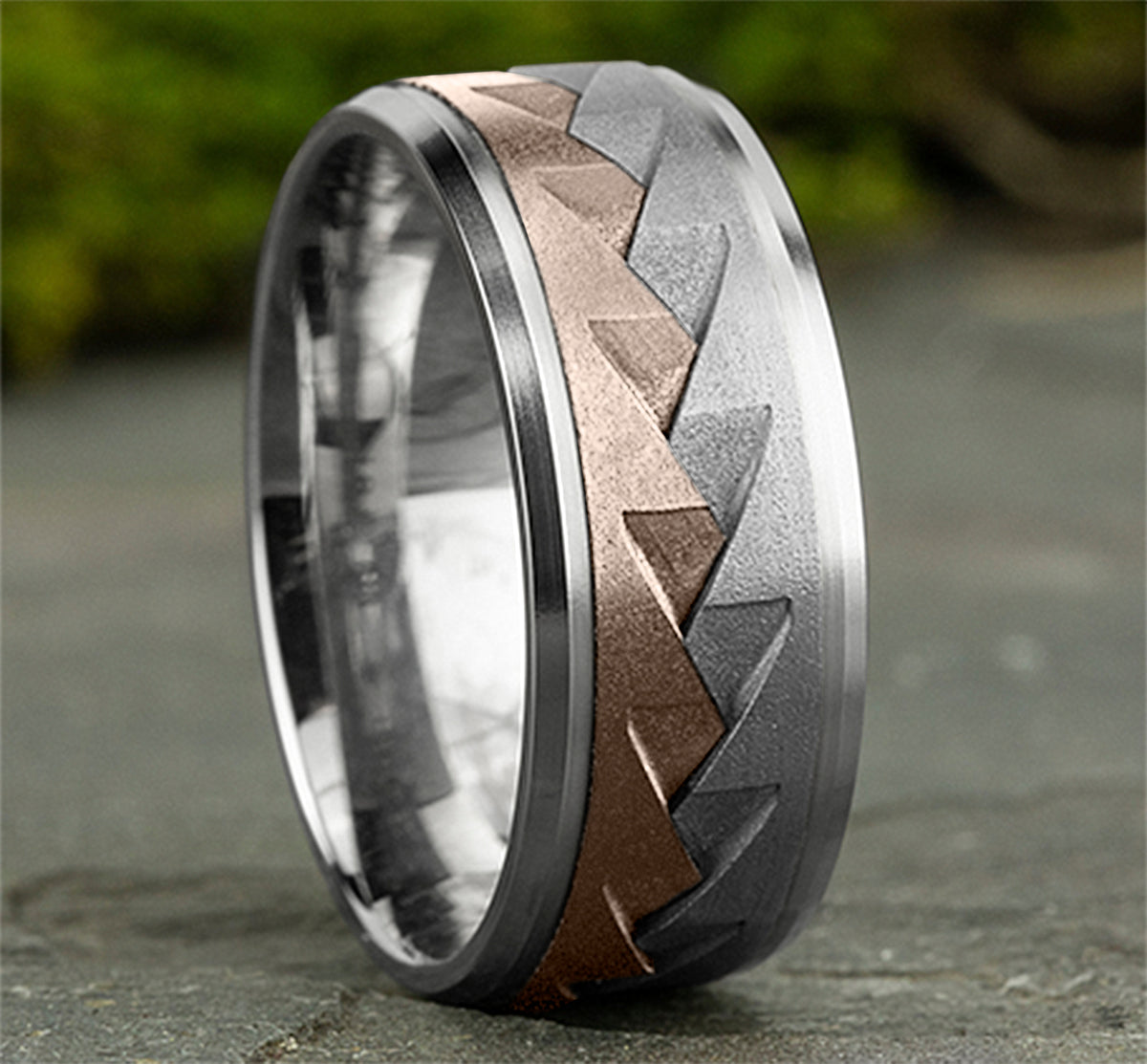 THE RANGE 9mm 14K White/Rose Benchmark men's wedding band