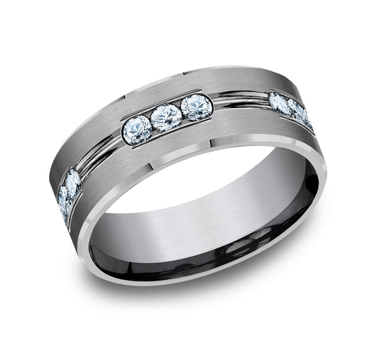 THE KING 8mm Tantalum Grey Benchmark men's wedding band