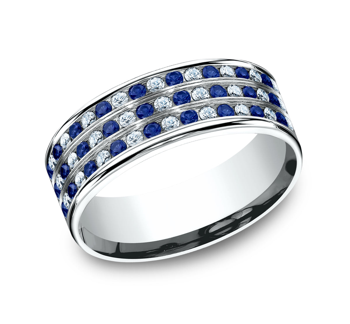 THE DUO 8mm 14K White Benchmark men's wedding band