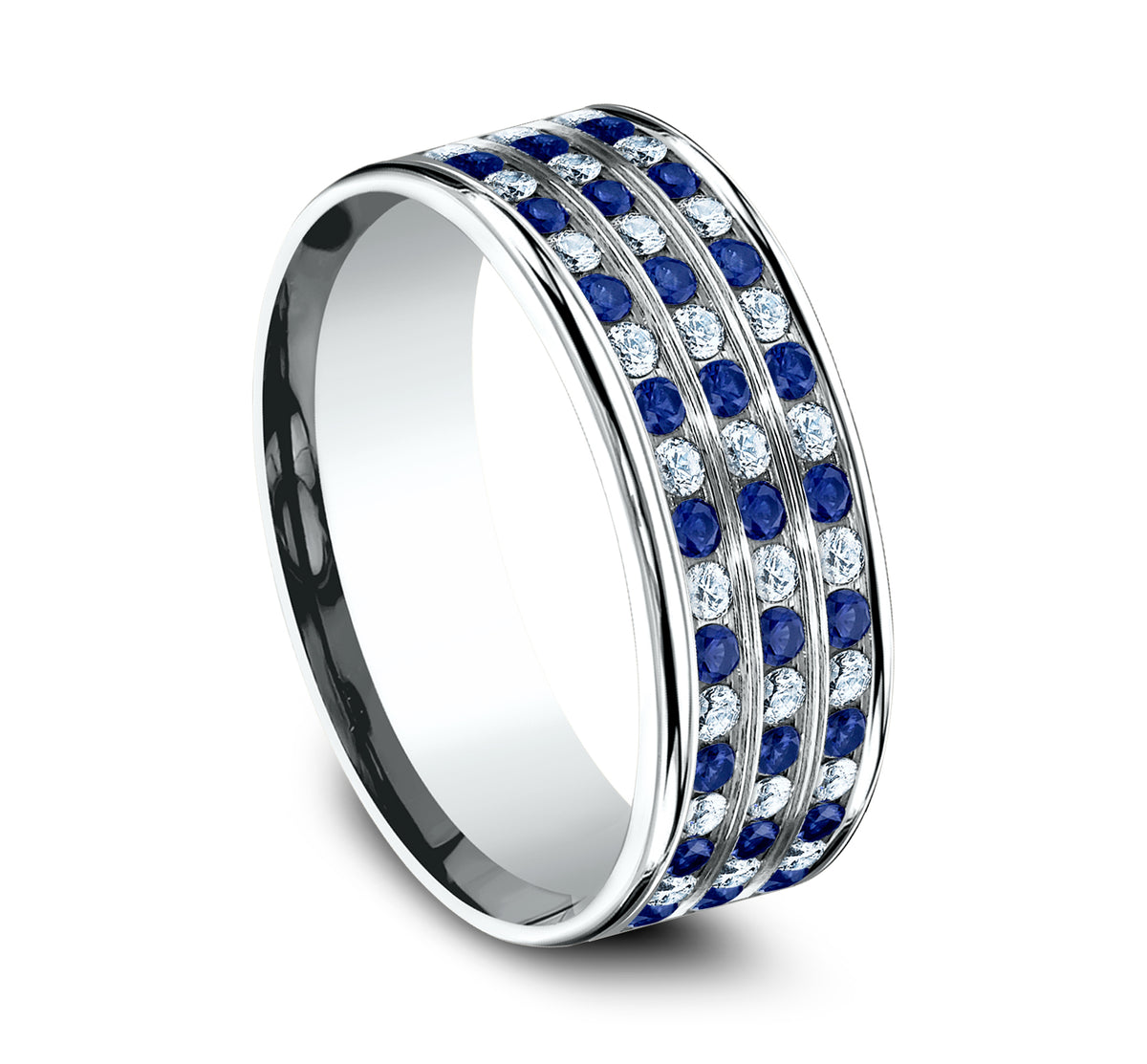 THE DUO 8mm 14K White Benchmark men's wedding band