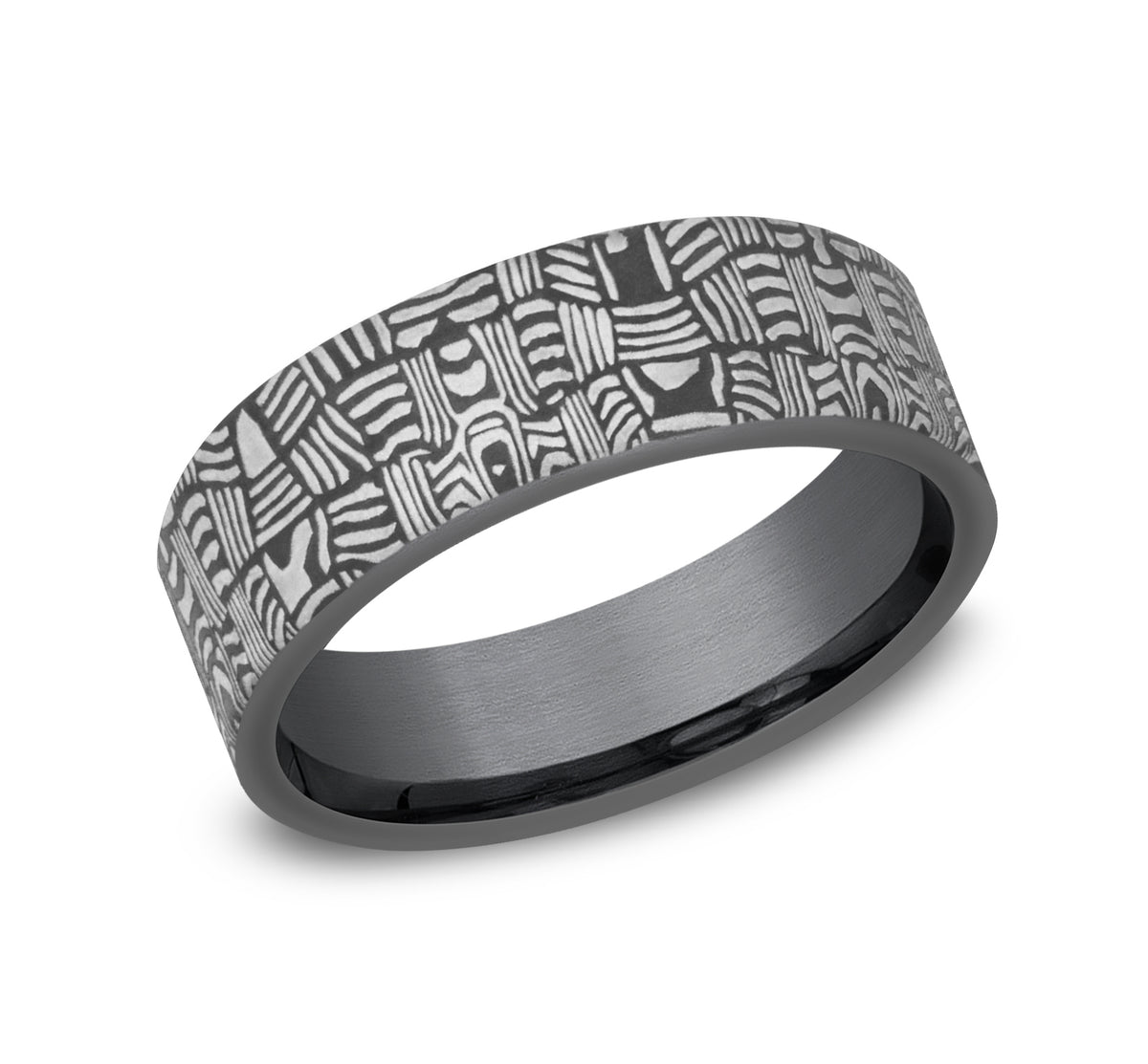 THE BASKET WEAVE 7mm Tantalum Dark Benchmark men's wedding band