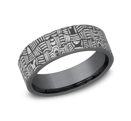 THE BASKET WEAVE 7mm Tantalum Dark Benchmark men's wedding band