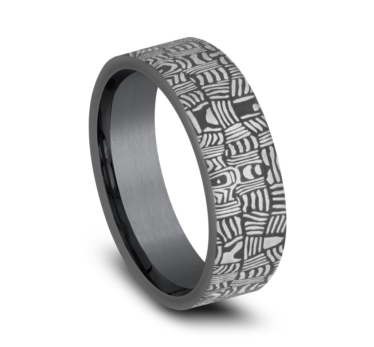 THE BASKET WEAVE 7mm Tantalum Dark Benchmark men's wedding band