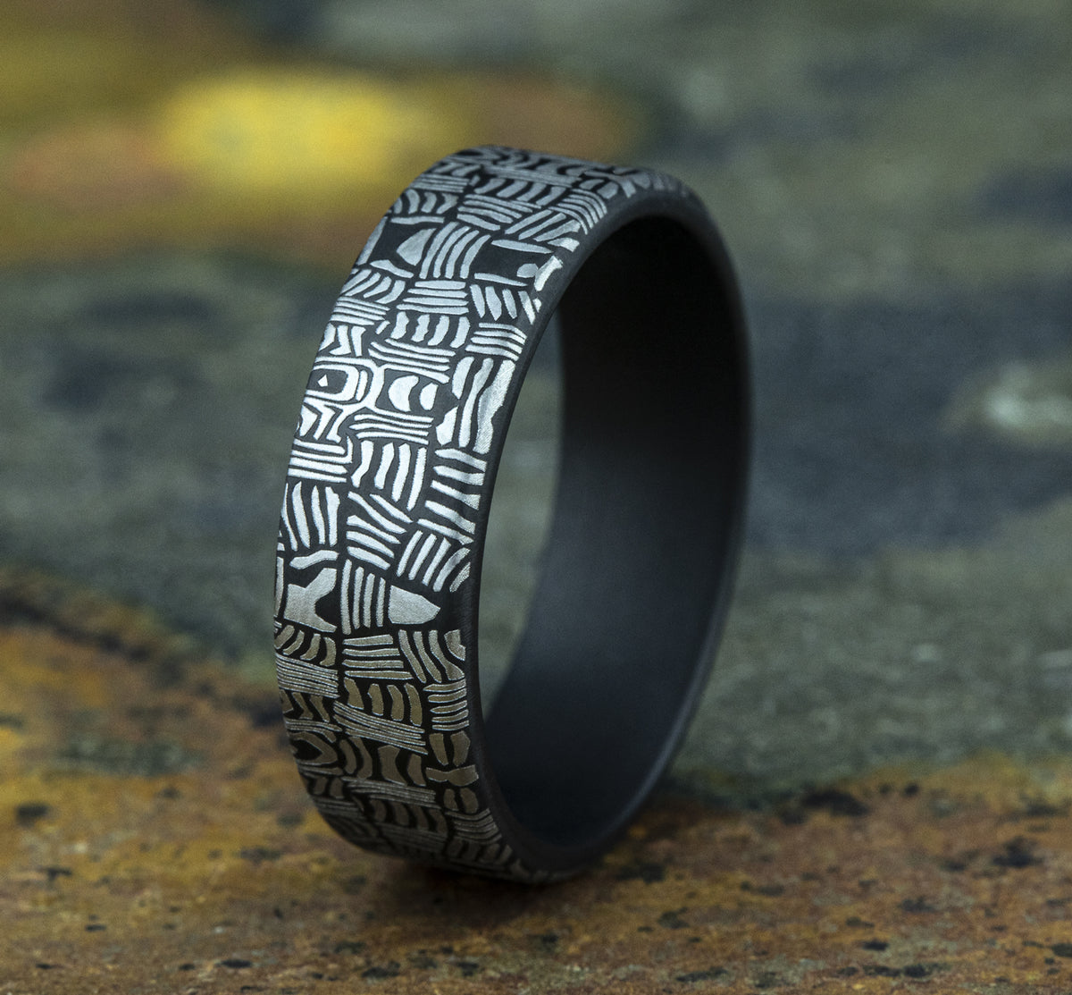 THE BASKET WEAVE 7mm Tantalum Dark Benchmark men's wedding band