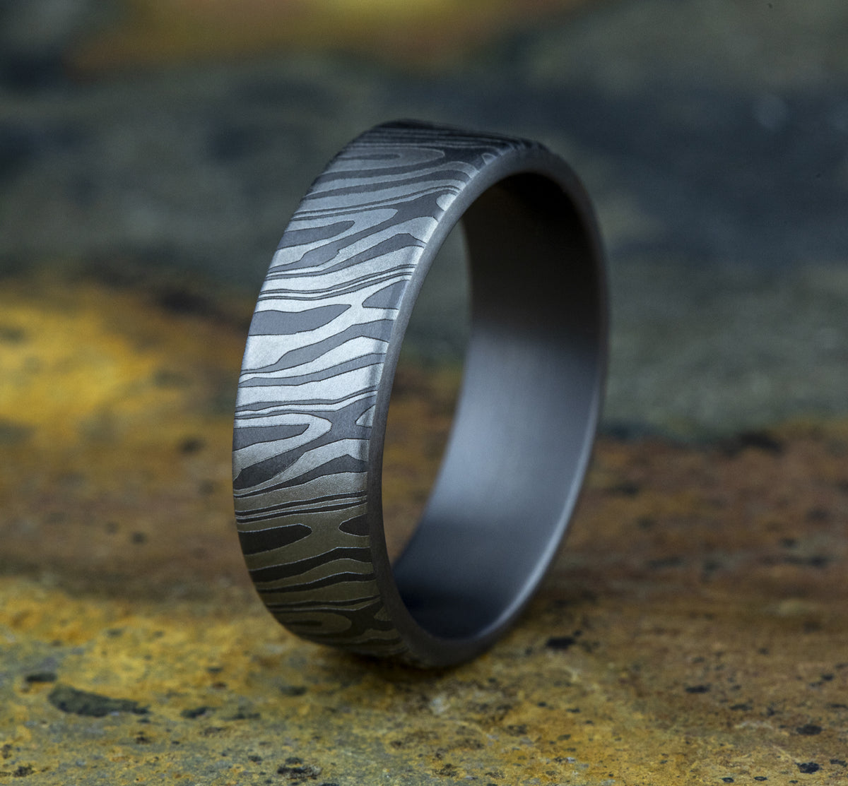 THE TIGER STRIPE 7mm Tantalum Grey Benchmark men's wedding band