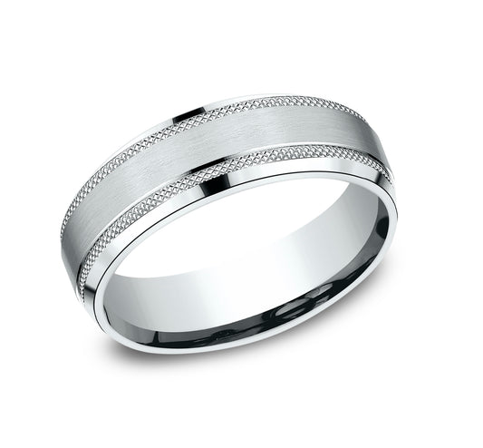 THE TITAN 6.5mm 14K White Benchmark men's wedding band