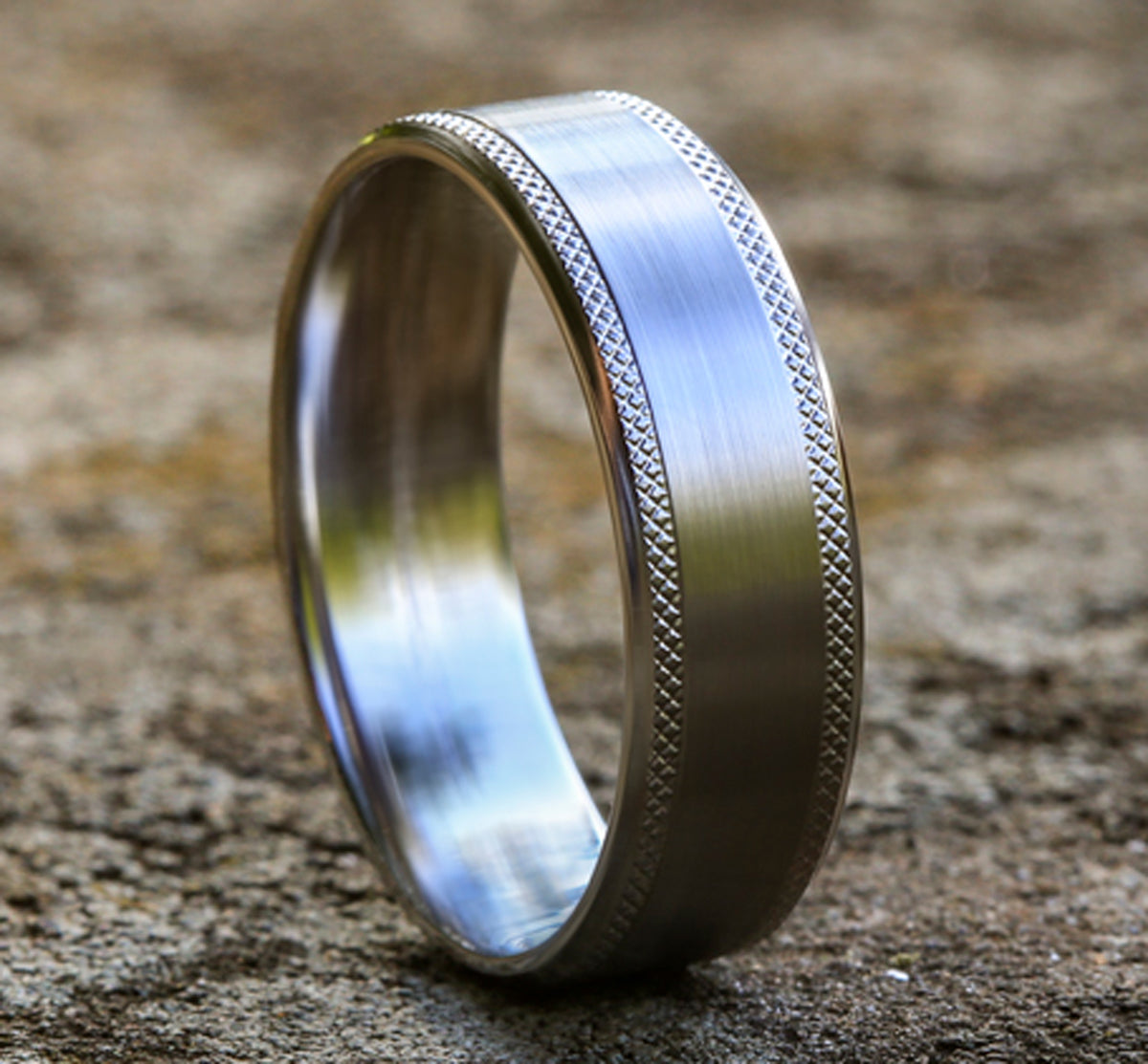THE TITAN 6.5mm 14K White Benchmark men's wedding band