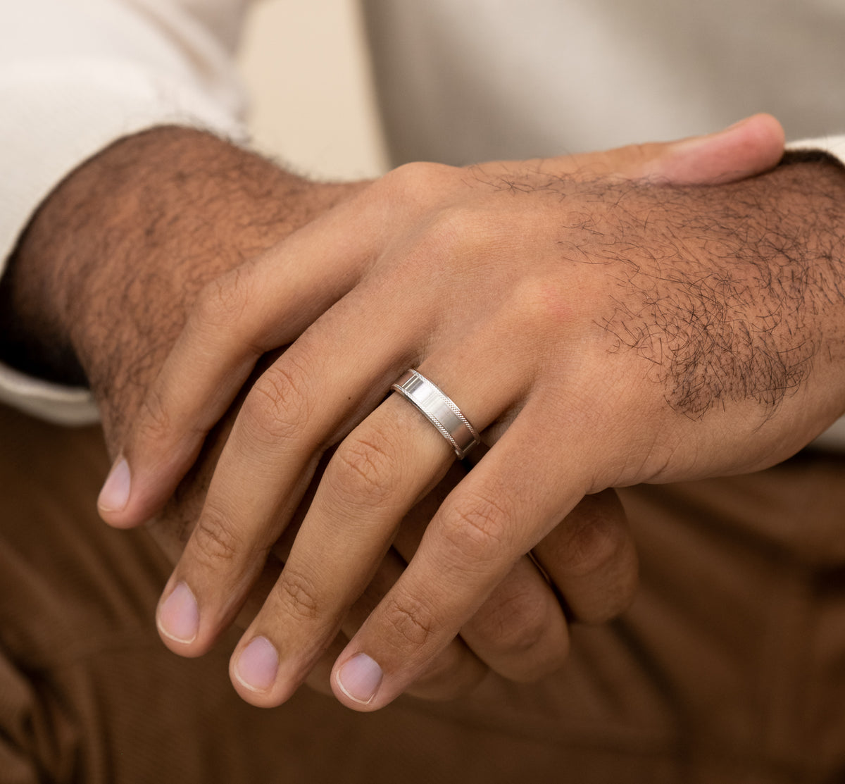 THE TITAN 6.5mm 14K White Benchmark men's wedding band