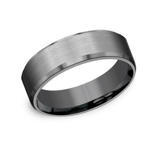 THE NOBLEMAN 7mm Tantalum Dark Benchmark men's wedding band