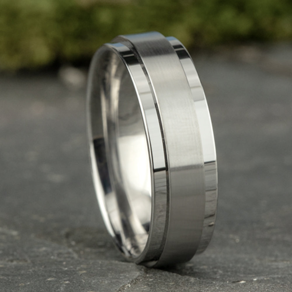 THE EXECUTIVE 7mm 14K White Benchmark men's wedding band