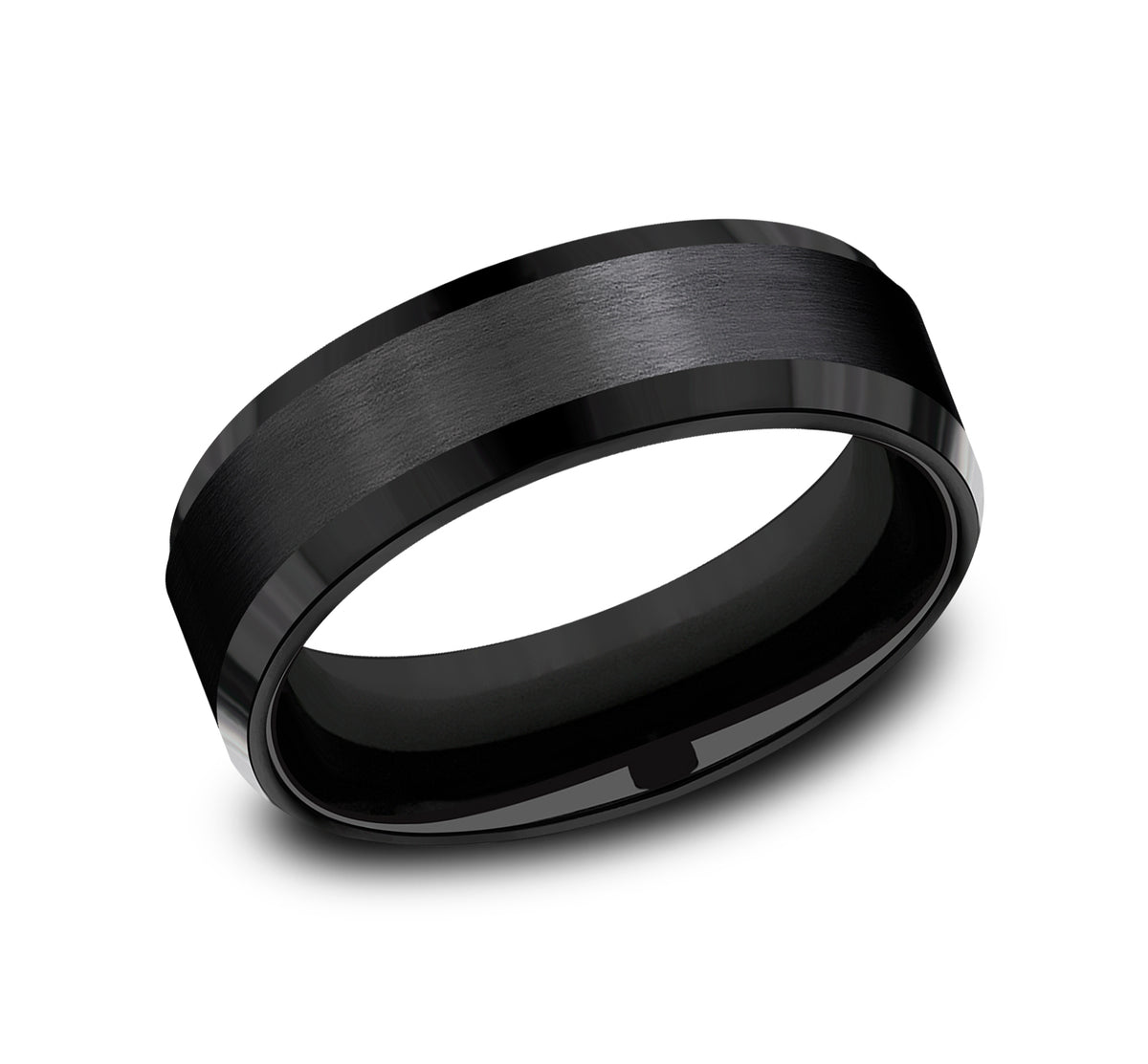 THE CHANCELLOR 7mm Black Titanium Benchmark men's wedding band