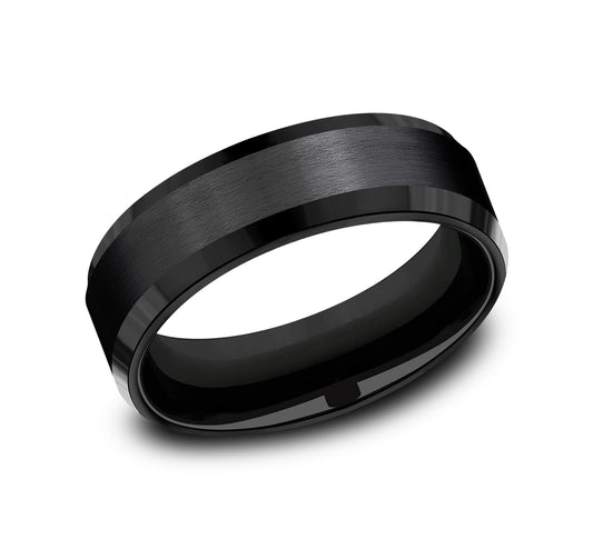 THE CHANCELLOR 7mm Black Titanium Benchmark men's wedding band