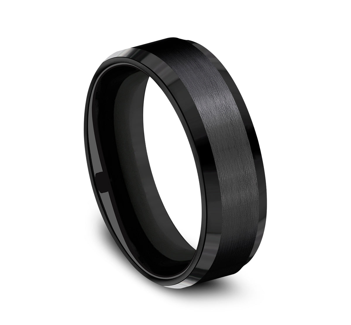 THE CHANCELLOR 7mm Black Titanium Benchmark men's wedding band