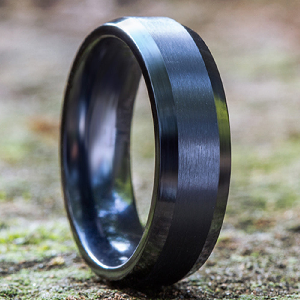 THE CHANCELLOR 7mm Black Titanium Benchmark men's wedding band