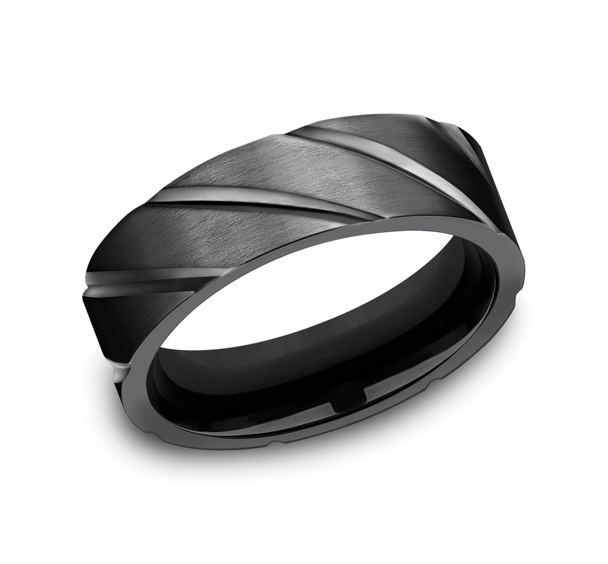 THE DAGGER 7mm Black Titanium Benchmark men's wedding band