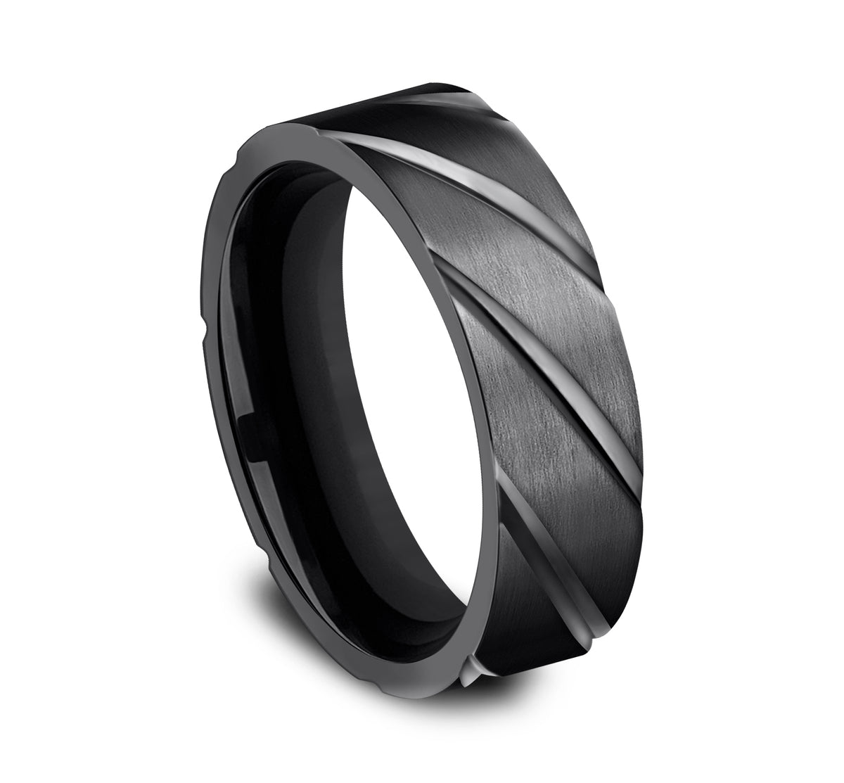 THE DAGGER 7mm Black Titanium Benchmark men's wedding band