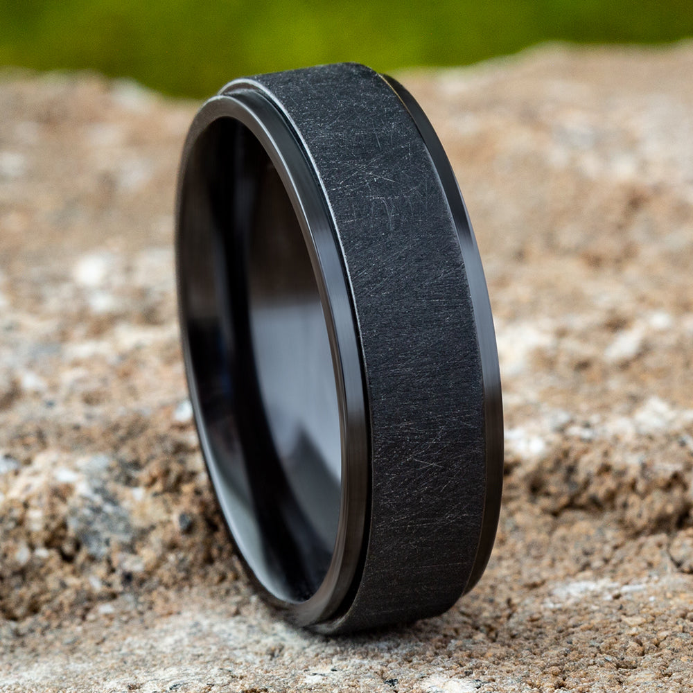 THE WHITMAN 7mm Black Titanium Benchmark men's wedding band