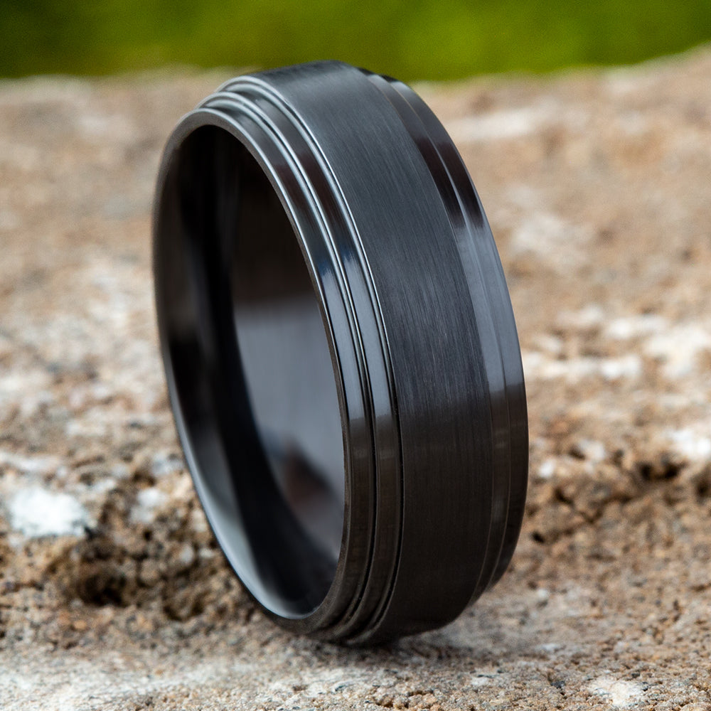 THE CADET 8mm Black Titanium Benchmark men's wedding band