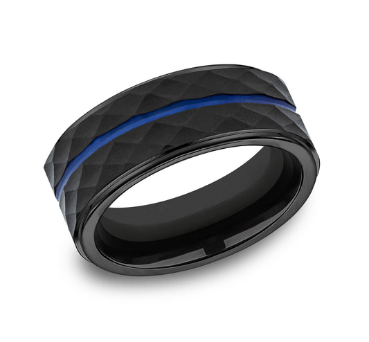 THE MCCLANE 8mm Cobalt Black Benchmark men's wedding band